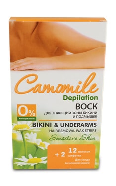 CAMOMILE DEPILATION-Воскові смужки для депіляції бікіні Camomile Depilation 12 шт-4823015924903-