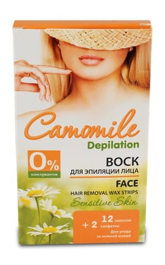 CAMOMILE DEPILATION-Восокові смужки для депіляції обличчя Camomile Depilation 12 шт-4823015924958-