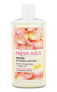 FRESH JUICE-Олія для догляду та масажу Fresh Juice Троянда та іланг-іланг з персиковою олією 150 мл-4823015928789-