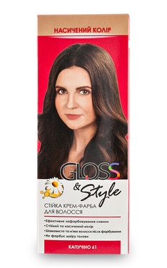 GLOSS and STYLE-Крем-фарба для волосся стійка Gloss&Style 61 капучіно 130 мл-4823001603973-