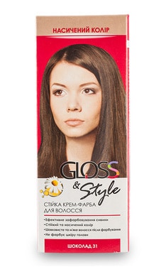GLOSS and STYLE-Крем-фарба для волосся стійка Gloss&Style 31 шоколад 130 мл-4823001603829-