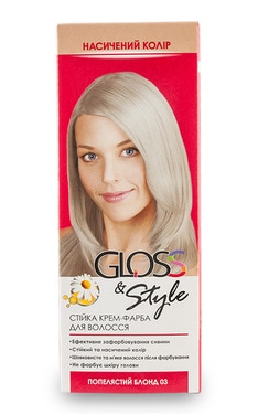 GLOSS and STYLE-Крем-фарба для волосся стійка Gloss&Style 03 попелястий блонд 130 мл-4823001603768-