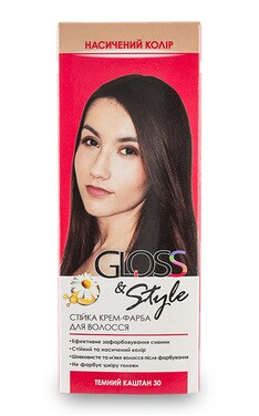 GLOSS and STYLE-Крем-краска для волос стойкая Gloss&Style 30 темный каштан 130 мл-4823001603812-