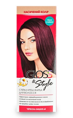 GLOSS and STYLE-Крем-краска для волос стойкая Gloss&Style 64 красная вишня 130 мл-4823001603874-