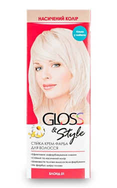 GLOSS and STYLE-Крем-краска для волос стойкая Gloss&Style 01 Блонд 130 мл-4823001603744-