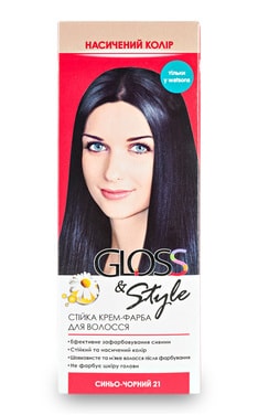 GLOSS and STYLE-Крем-краска для волос стойкая Gloss&Style 21 сине-черный 130 мл-4823001603805-