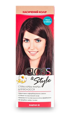 GLOSS and STYLE-Крем-фарба для волосся стійка Gloss&Style 32 каштан 130 мл-4823001603836-