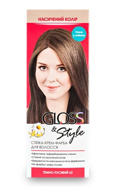 GLOSS and STYLE-Крем-фарба для волосся стійка Gloss&Style 62 темно-русявий 130 мл-4823001603942-