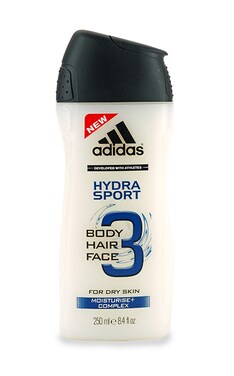 ADIDAS-Гель для душа мужской Adidas 3 в 1 Body-Hair-Face Hydra Sport средство для умывания и шампунь 250 мл-3607343567893-