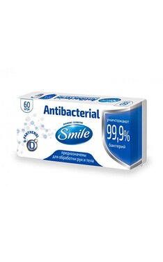SMILE-Серветки для прибирання вологі антибактеріальні  Smile з Д-пантенолом 60 шт-4823071621044-
