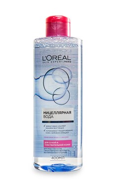 SKIN EXPERT-Мицеллярная вода для снятия макияжа L’oreal Paris для сухой и чувствительной кожи 400 мл-3600523329977-