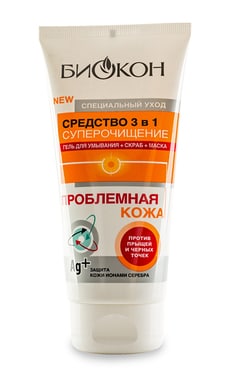 БІОКОН-Засіб для обличчя Суперочищення 3 в 1 Биокон Проблемна шкіра 175 г-4820008318428-