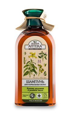 ЗЕЛЕНА АПТЕКА-Шампунь для волос Зеленая Аптека Крапива двудомное и репейное масло 350 мл-4823015904967-