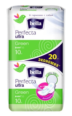 BELLA-Прокладки женские гигиенические Bella Perfecta Ultra Green 20 шт-5900516306007-