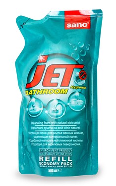 SANO-Рідина для миття акрилових поверхонь змінна упаковка Sano Jet Bathroom 500 мл-7290102990689-