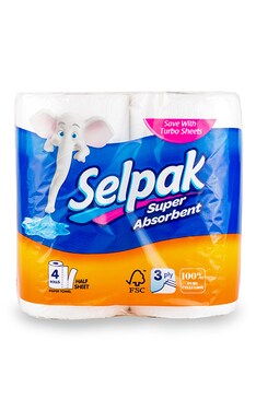 SELPAK-Рушник паперовий кухонний Selpak 4 шт-8690530015012-