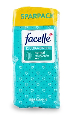 FACELLE-Прокладки женские гигиенические Facelle Ultra Normal с крылышками 32 шт.-4068134009821-