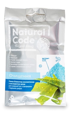 NATURAL CODE-Глина голубая косметическая Natural Code Очищение с экстрактом алоэ 50 г-9210000003494-