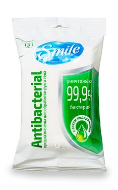 SMILE-Серветки антибактеріальні Smile mix 15 шт-4820048481953-