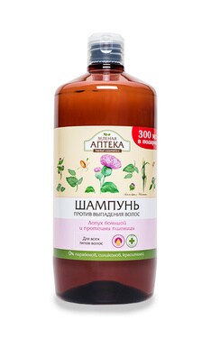 ЗЕЛЕНА АПТЕКА-Шампунь для волосся Зеленая Аптека Лопух великий та Протеїни пшениці Проти випадіння волосся 1 л-4823015933745-