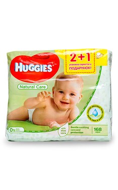 HUGGIES-Влажные салфетки Huggies Natural Care 168 шт-5029053550176-
