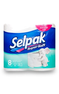 SELPAK-Туалетний папір білий Selpak Super Soft тришаровий  8 шт-8690530204515-