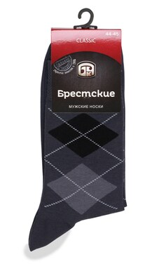 БЧК-Шкарпетки чоловічі Брестські pозмір 44-45 Темно-сірі з ромбами 1 шт-4810089342054-