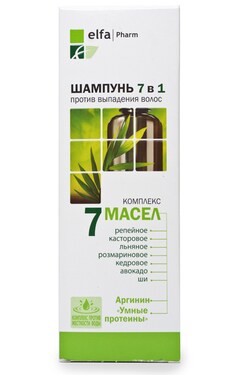 ЭЛЬФА-Шампунь для волос Elfa Pharm Против выпадения волос 7 в 1 200 мл-4823015930201-