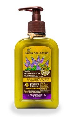 GREEN COLLECTION-Маска-бальзам для волос Green Collection Освежающая легкость и роскошный объем 290 мл-4823080003138-