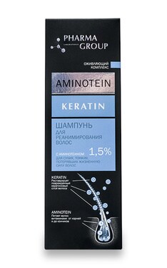 PHARMA GROUP-Шампунь для волос Pharma Group для реанимирования волос с аминотеином и кератином 150 мл-4823015920714-
