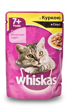 WHISKAS-Консерва для кішок старше 7 років Whiskas з куркою в соусі 100 г-3065890128477-
