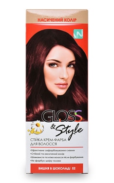 GLOSS and STYLE-Крем-фарба для волосся стійка Gloss&Style 52 Вишня в шоколаді 130 мл-4823001601047-