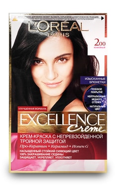 EXCELLENCE-Крем-краска для волос устойчивая L’Oreal Paris Excellence Creme оттенок 200 кофейный 1 шт-3600524094072-