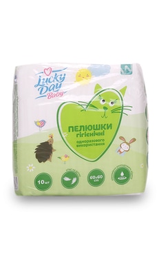 LUCKY DAY BABY-Пеленки гигиенические детские Lucky Day Одноразовые 60x60 см 10 шт-4752171003880-