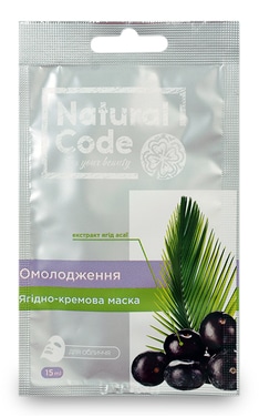 NATURAL CODE-Маска для лица Natural Code Омолаживающая с экстрактом ягод асайи 15 мл-4820185221627-