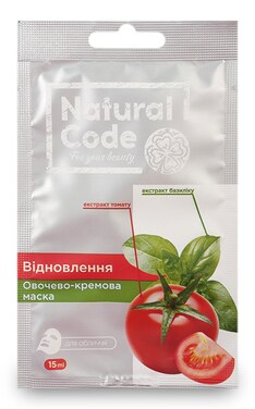 NATURAL CODE-Маска для лица Natural Code Восстанавливающая овощно-кремовая с экстрактом томата и базилика 15 мл-4820185221610