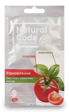 NATURAL CODE-Маска для обличчя Natural Code Відновлююча овочево-кремова з екстрактом томату та базиліку 15 мл-4820185221610-