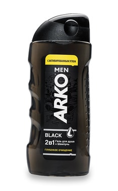 ARKO-Гель для душа и шампунь Arko Men 2 в 1 Black с активированным углем 260 мл-8690506490843-