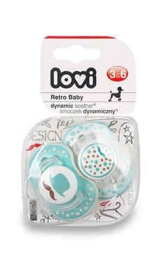 LOVI-Пустышка силиконовая динамическая Lovi Retro Baby для ребенка 3-6 месяцев 2 шт-5901691805842-