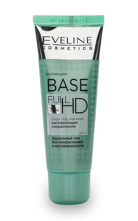 EVELINE-База под макияж Eveline Cosmetics Base Full HD SPF-10 Маскирующее покраснение 30 мл-5901761956757-