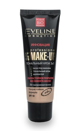 EVELINE-Ультрастійкий тональний крем Eveline Cosmetics 3 в 1 Art Professional Make Up SPF-10 пастельний 30 мл-5907609336897-