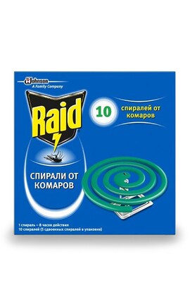 RAID-Спіраль для захисту від комарів Raid 10 шт-8002030116159-