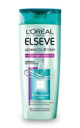 ELSEVE-Шампунь для волос L’Oreal Paris Elseve Ценность 3 Глин для нормальных волос склонных к жирности 400 мл-3600523366149-
