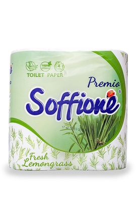 SOFFIONE-Туалетная бумага трехслойная Soffione Lemongrass белая с прокрасом, ароматизированная 4 шт-4820003833971-