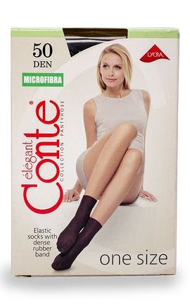 CONTE-Шкарпетки жіночі Elegant Conte Microfibra Nero 50 den Чорні 1 шт-4810226010983-