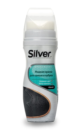 SILVER-Крем-фарба відновлювач для нубука та замші Silver Specialist чорна рідка 75 мл-8690757001232-