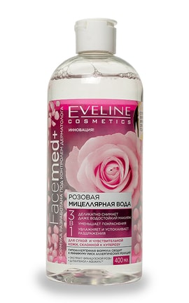 EVELINE-Міцелярна вода для обличчя 3 в 1 Eveline Cosmetics Facemed Трояндова 400 мл-5901761952766-