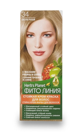 ФІТО ЛІНІЯ-Стойкая крем-краска для волос Herb`s Planet Фито Линия тон №34 Светло-русый-4820107500045-