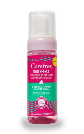 CAREFREE-Мус для інтимної гігієни Carefree Зелений чай та алое вера 150 мл-3574661501925-