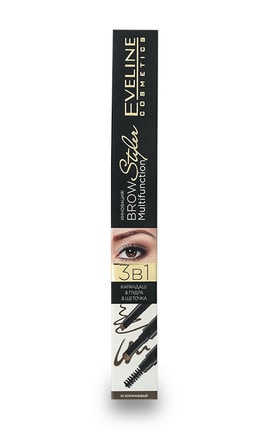 EVELINE-Стайлер для брів Eveline Cosmetics Brow Styler 3 in1 Multifunction 01 Medium Brown 1 шт-5901761965841-